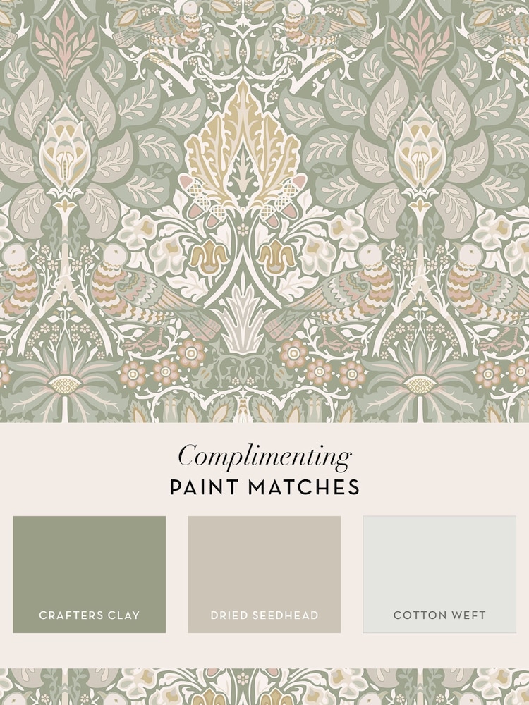 William Morris At Home Spring Garden Dove and Rose A4 Wallpaper Sample - Image 4 of 4