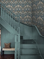 William Morris At Home Washed Blue Strawberry Thief A4 Wallpaper Sample - Image 1 of 4