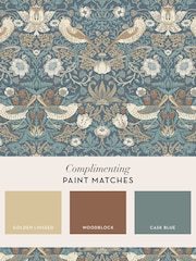 William Morris At Home Washed Blue Strawberry Thief A4 Wallpaper Sample - Image 4 of 4