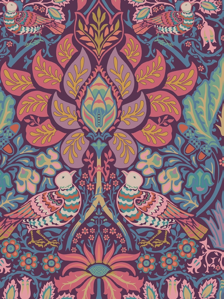 William Morris At Home Carnival Dove and Rose 10M Wallpaper - Image 2 of 5