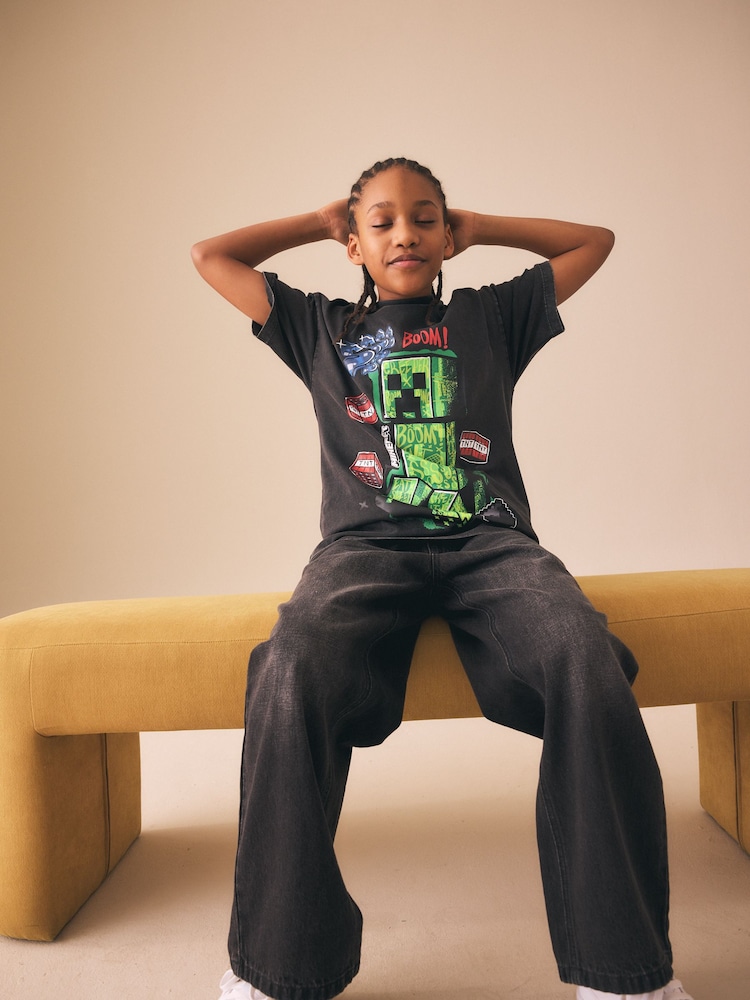 Gri antracit prespălat - Tricou Minecraft (3-16ani) - Imaginea 2 din 4