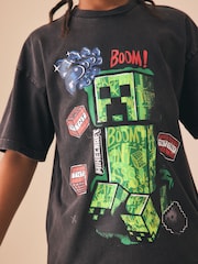 Gri antracit prespălat - Tricou Minecraft (3-16ani) - Imaginea 4 din 4