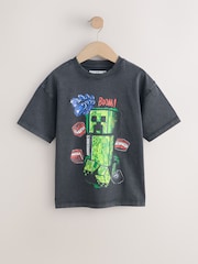Charcoal Grey Washed Single Minecraft T-Shirt (3-16yrs) - Image 5 of 8