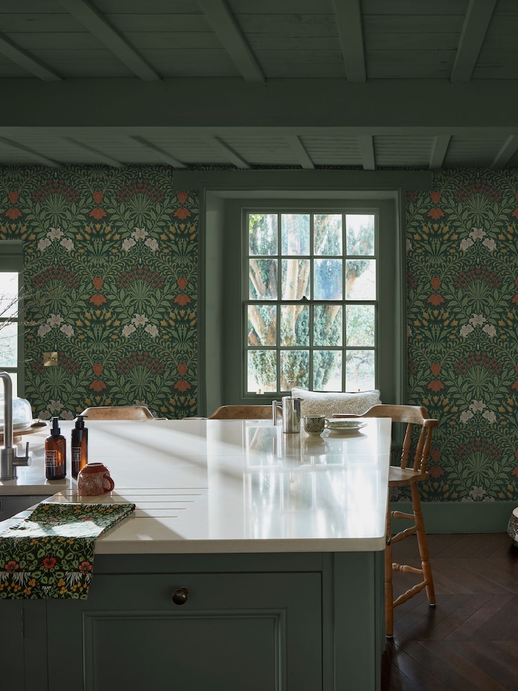 William Morris At Home Moss Green Garden 10M Wallpaper - Image 1 of 4