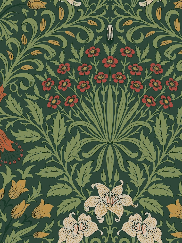 William Morris At Home Moss Green Garden 10M Wallpaper - Image 2 of 4