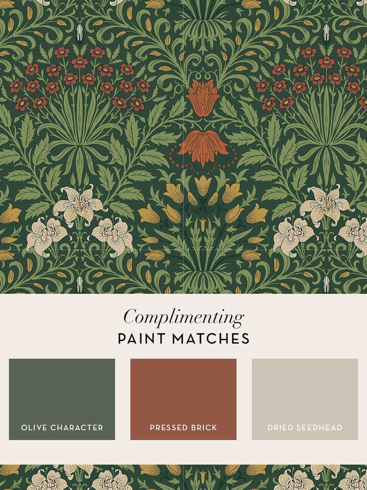 William Morris At Home Moss Green Garden 10M Wallpaper - Image 4 of 4
