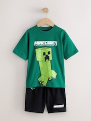 Dark Green/Black - Minecraft T-Shirt and Shorts Set (3-16yrs) - صورة 1 من 5