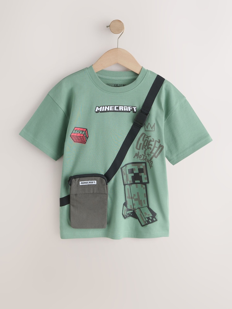 Sage Green Minecraft Bag T-Shirt (3-16yrs) - Image 1 of 4
