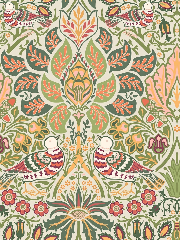 William Morris At Home Olive Dove and Rose 10M Wallpaper - Image 2 of 4