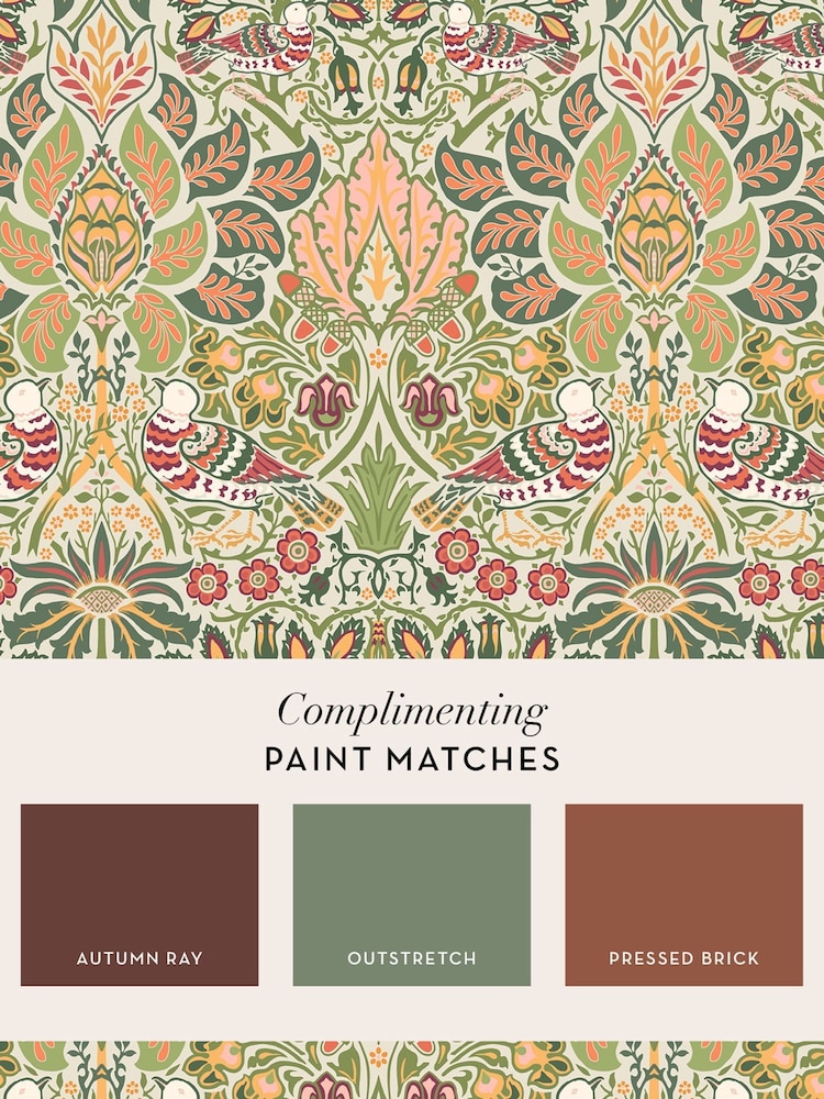 William Morris At Home Olive Dove and Rose 10M Wallpaper - Image 4 of 4