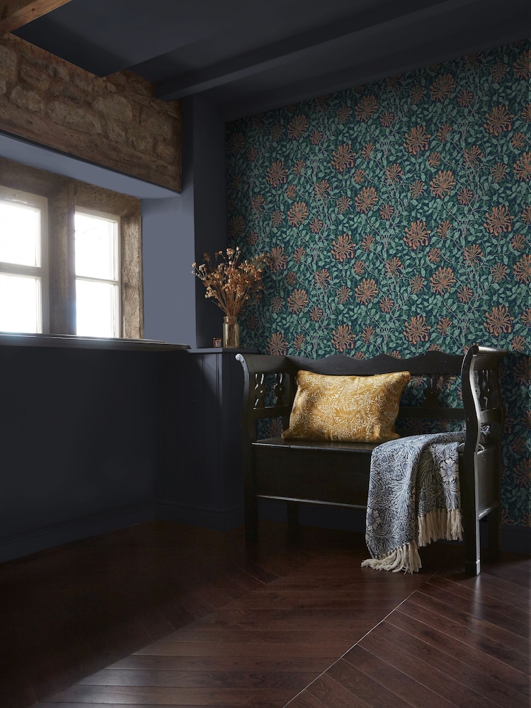 William Morris At Home Tidewater Blue Honeysuckle 10M Wallpaper - Image 1 of 4 William Morris At Home Tidewater Blue Honeysuckle 10M Wallpaper - Image 1 of 4