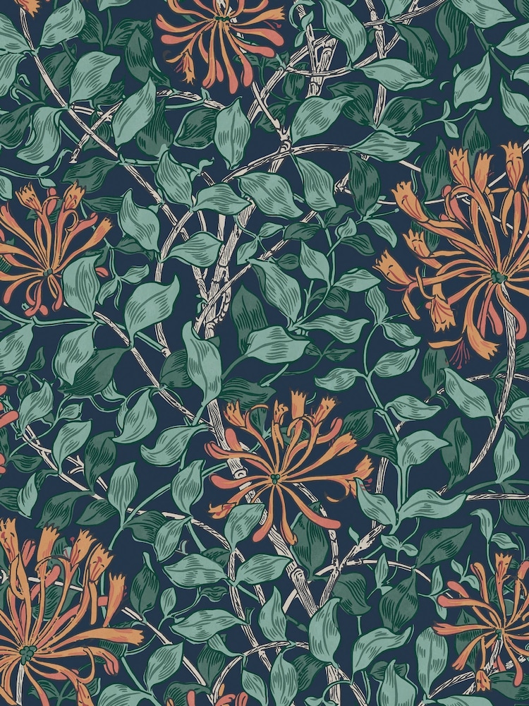 William Morris At Home Tidewater Blue Honeysuckle 10M Wallpaper - Image 2 of 4 William Morris At Home Tidewater Blue Honeysuckle 10M Wallpaper - Image 2 of 4