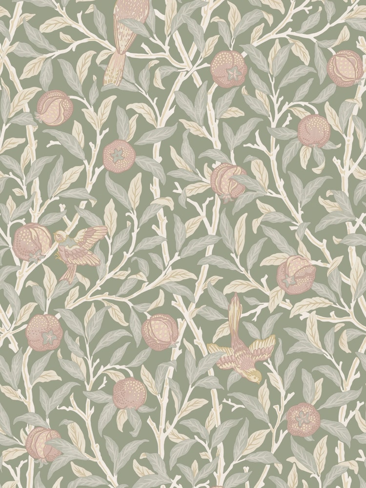 William Morris At Home Rose Garden Bird and Pomegranate 10M Wallpaper - Image 2 of 4