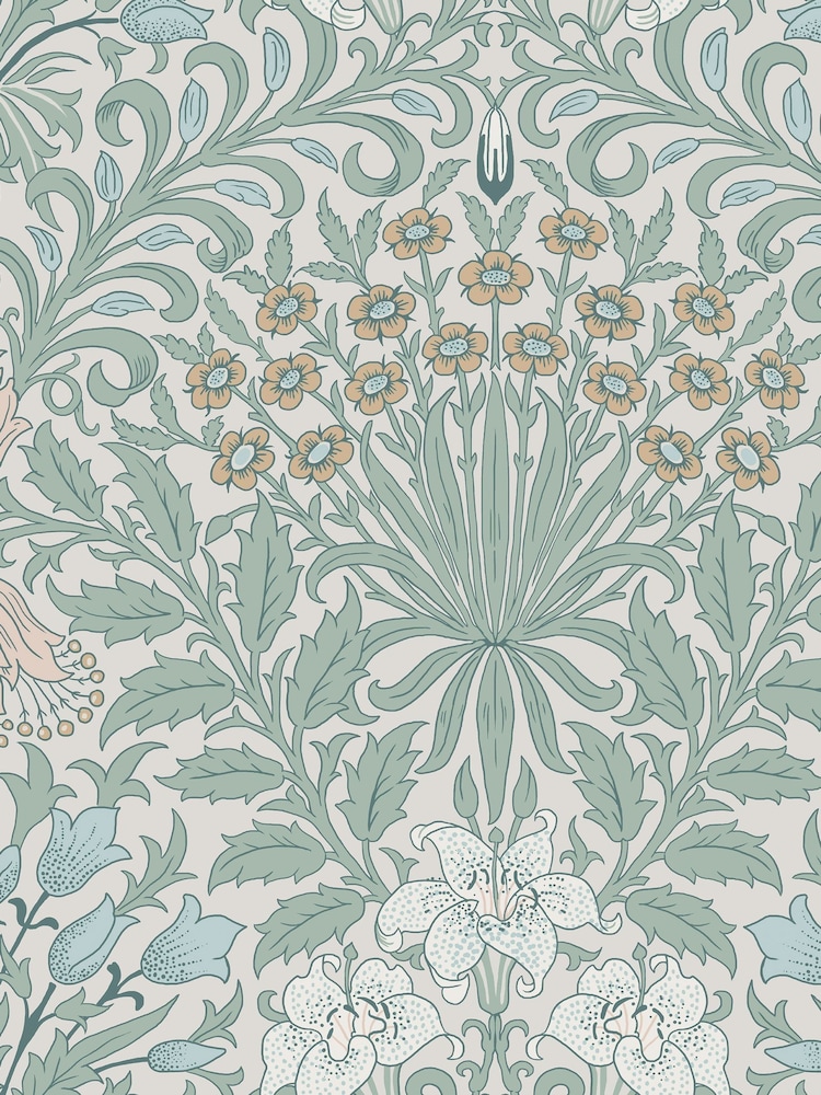 William Morris At Home Cottage Blue Garden 10M Wallpaper - Image 2 of 4
