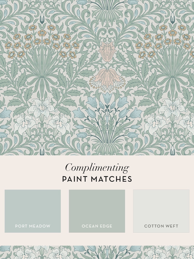 William Morris At Home Cottage Blue Garden 10M Wallpaper - Image 4 of 4