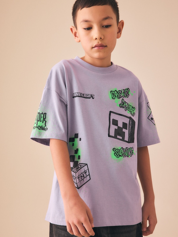Purple Placement Single Minecraft T-Shirt (3-16yrs) - Image 1 of 4