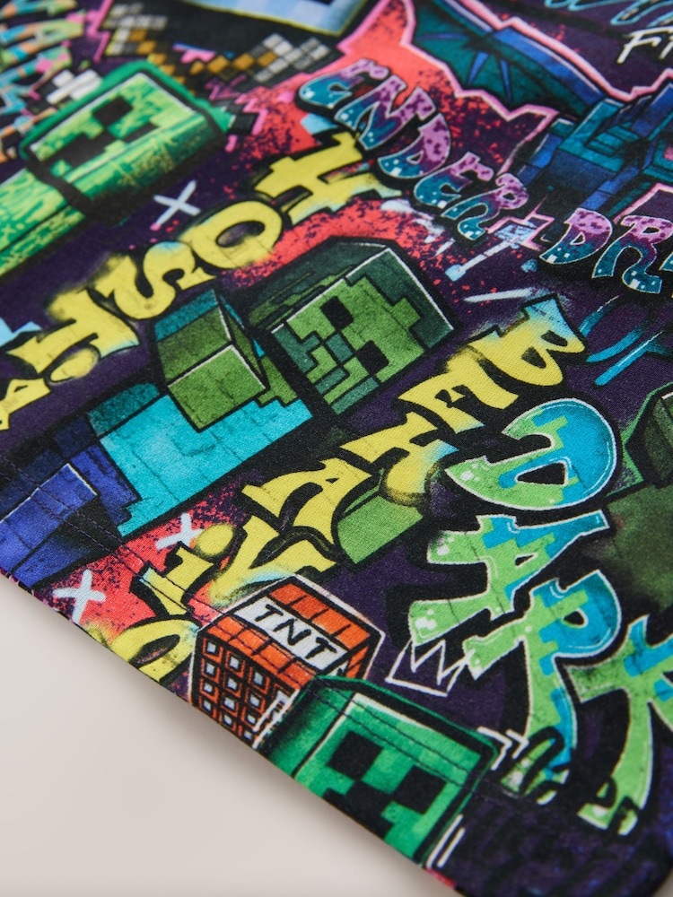 Purple All Over Print Single Minecraft T-Shirt (3-16yrs) - Image 4 of 4