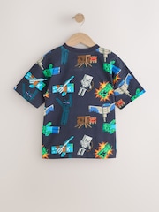 Black All Over Print Single Minecraft T-Shirt (3-16yrs) - Image 2 of 4