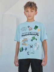 Light Blue Minecraft Sequin T-Shirt (3-16yrs) - Image 1 of 3