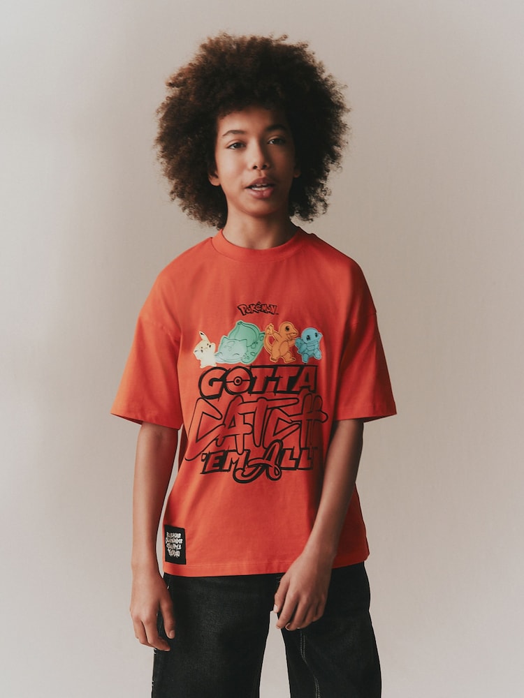 Red Back Print Pokémon Short Sleeve T-Shirt (3-16yrs) - Image 1 of 4