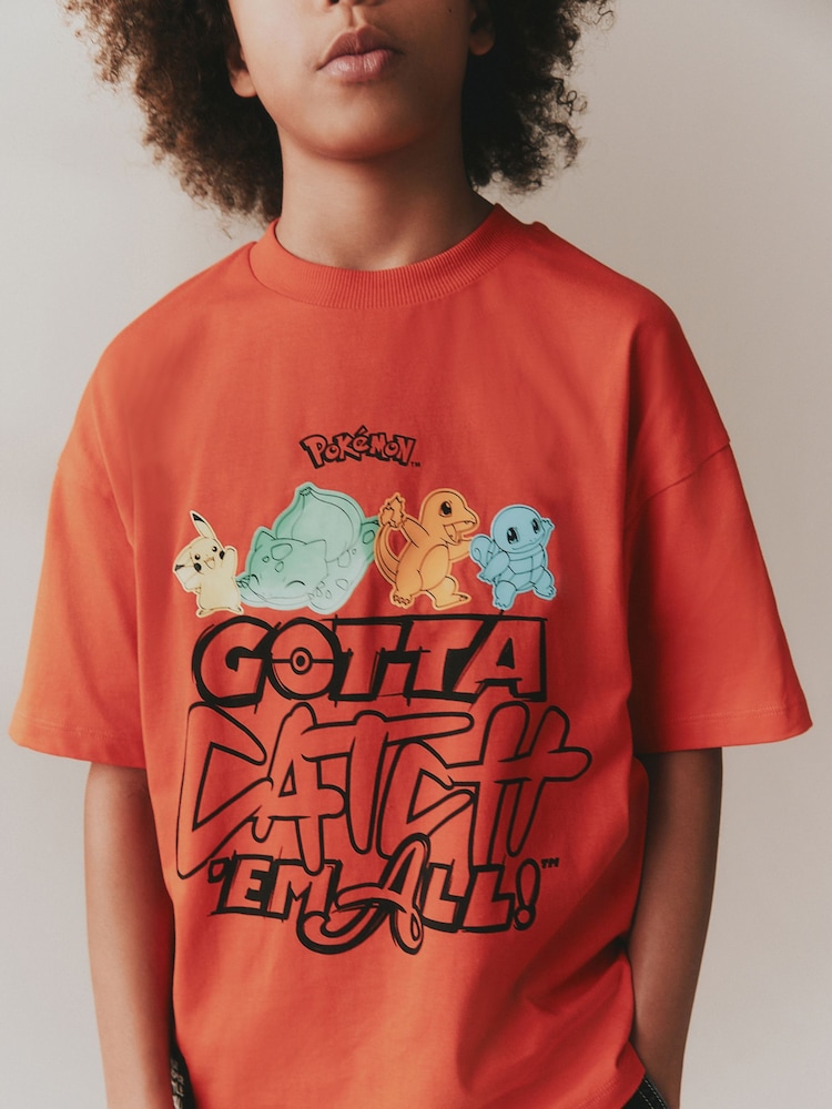 Red Back Print Pokémon Short Sleeve T-Shirt (3-16yrs) - Image 4 of 4