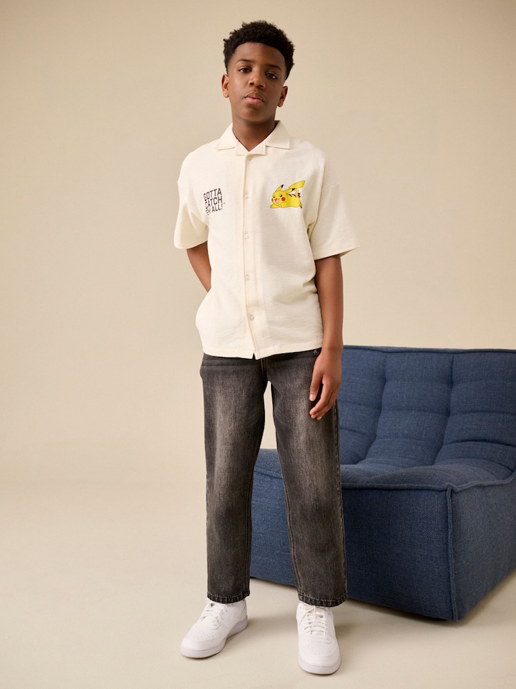 White Pokemon Textured Jersey Shirt (4-14yrs) - Image 1 of 9