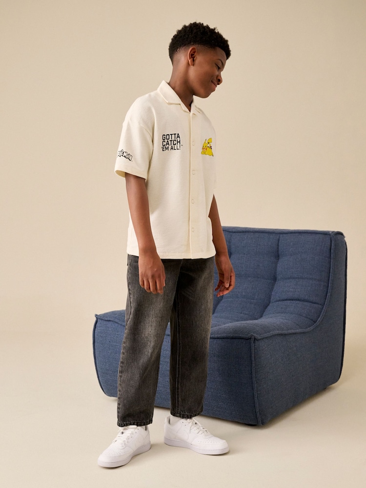 White Pokemon Textured Jersey Shirt (4-14yrs) - Image 2 of 9