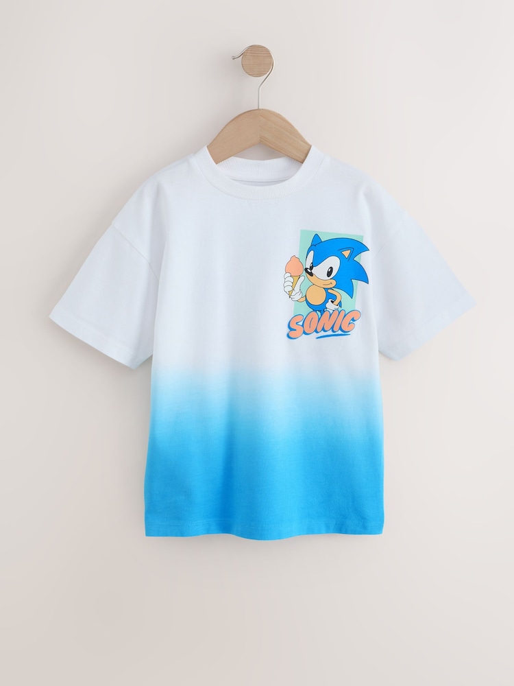 White/Blue Dip Dye Sonic T-Shirt (3-16yrs) - Image 1 of 4