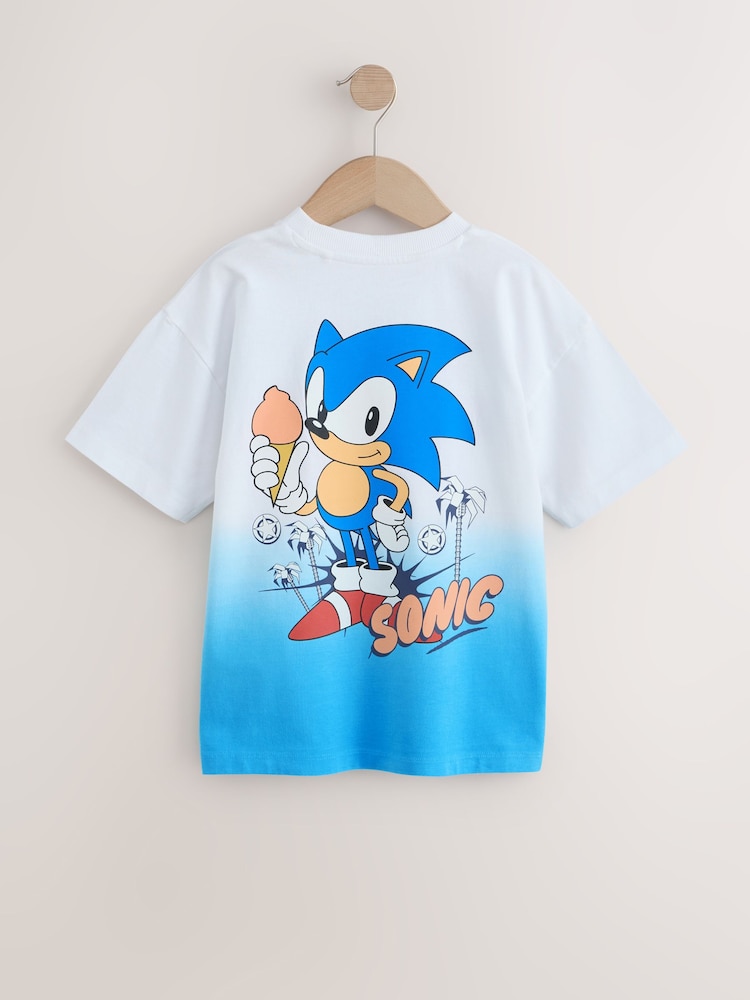 White/Blue Dip Dye Sonic T-Shirt (3-16yrs) - Image 2 of 4