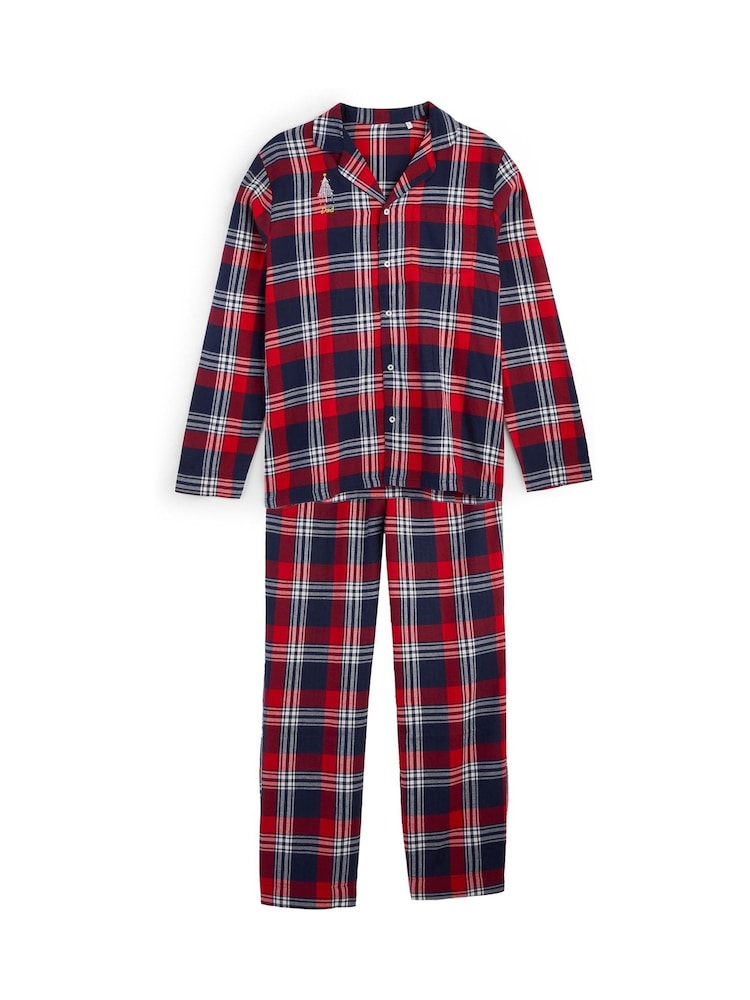 Personalised Mens Embroidered Christmas Tree Family Tartan Pyjamas by Stitch Style - Image 1 of 6