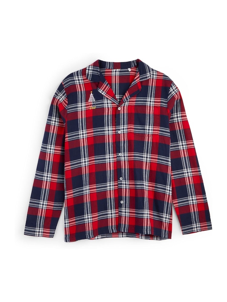 Personalised Mens Embroidered Christmas Tree Family Tartan Pyjamas by Stitch Style - Image 2 of 6