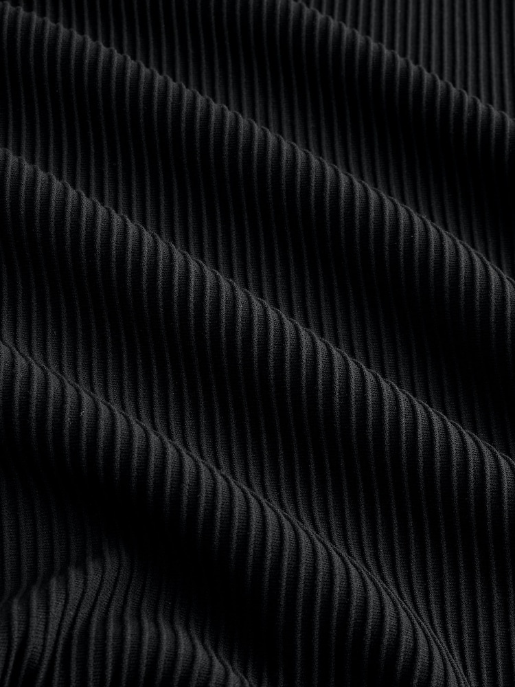 Black Textured Smart Zip Neck Polo Shirt - Image 7 of 7 Black Textured Smart Zip Neck Polo Shirt - Image 7 of 7