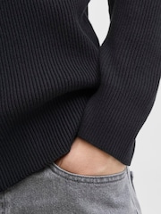JACK & JONES Black High Neck Knit Cardigan - Image 2 of 6