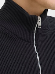 JACK & JONES Black High Neck Knit Cardigan - Image 3 of 6