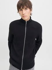 JACK & JONES Black High Neck Knit Cardigan - Image 5 of 6