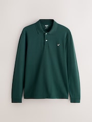 Green Duck Regular Fit Long-Sleeve Pique Polo Shirt - Image 5 of 7