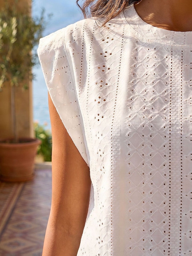 Roman Broderie Cap Sleeve Stretch Blouse - Imagen 4 de 4