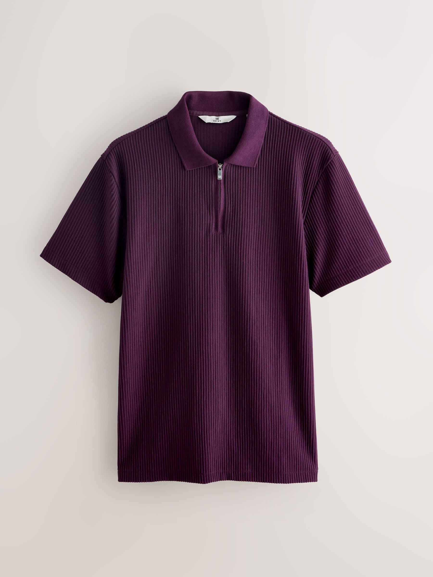 Buy Purple Textured Smart Zip Neck Polo Shirt from Next USA