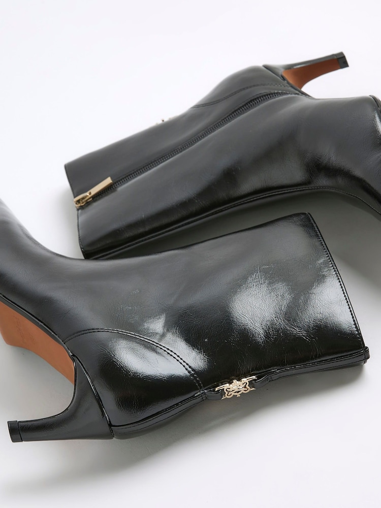 River Island Wide Fit Point Toe Kitten Heel Boots - Imagem 6 de 6