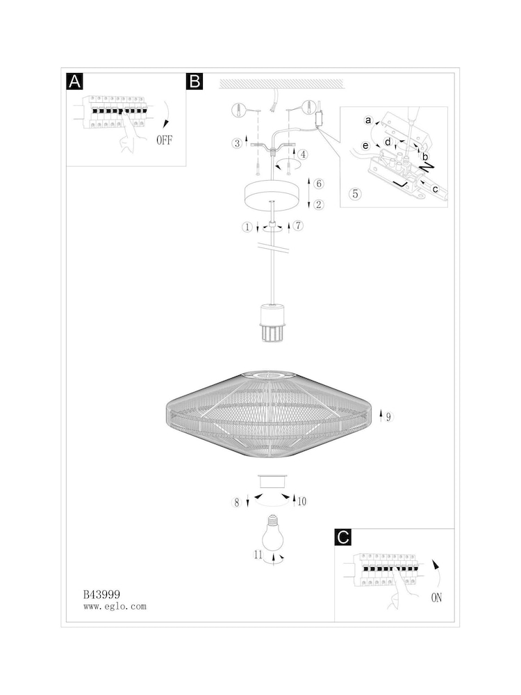Eglo Black Midsumer Timeless Fabric Pendant Light - Image 6 of 6