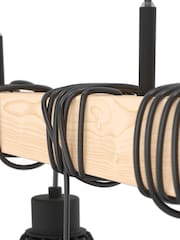 Eglo Black and Brown Townshend 5 Metal & Wood 4-Light Geometric Pendant Light - Image 3 of 5