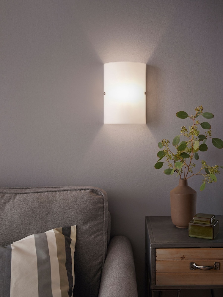 Eglo White Troy 3 Satin Glass & Steel Wall Light - Image 1 of 5 Eglo White Troy 3 Satin Glass & Steel Wall Light - Image 1 of 5