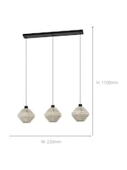 Eglo Black Midsumer Timeless Fabric Three Light Pendant - Image 3 of 4