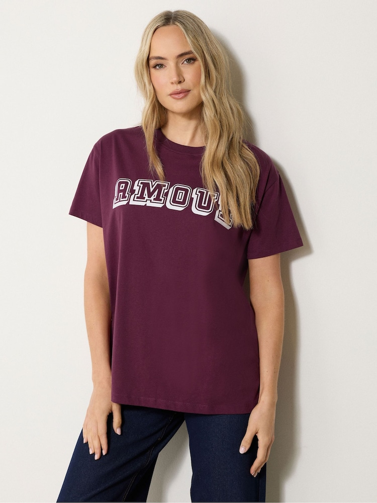 Long Tall Sally Red Amour Oversized T-Shirt - Image 1 of 5