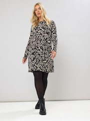 Yours Curve Black Printed Ribbed Tunic - Image 2 of 5