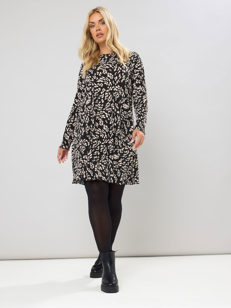 Yours Curve Black Printed Ribbed Tunic - Image 2 of 5
