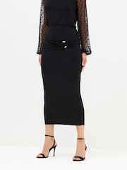 Long Tall Sally Black ITY Trim Midaxi Skirt - Image 2 of 5
