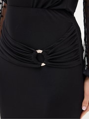 Long Tall Sally Black ITY Trim Midaxi Skirt - Image 4 of 5
