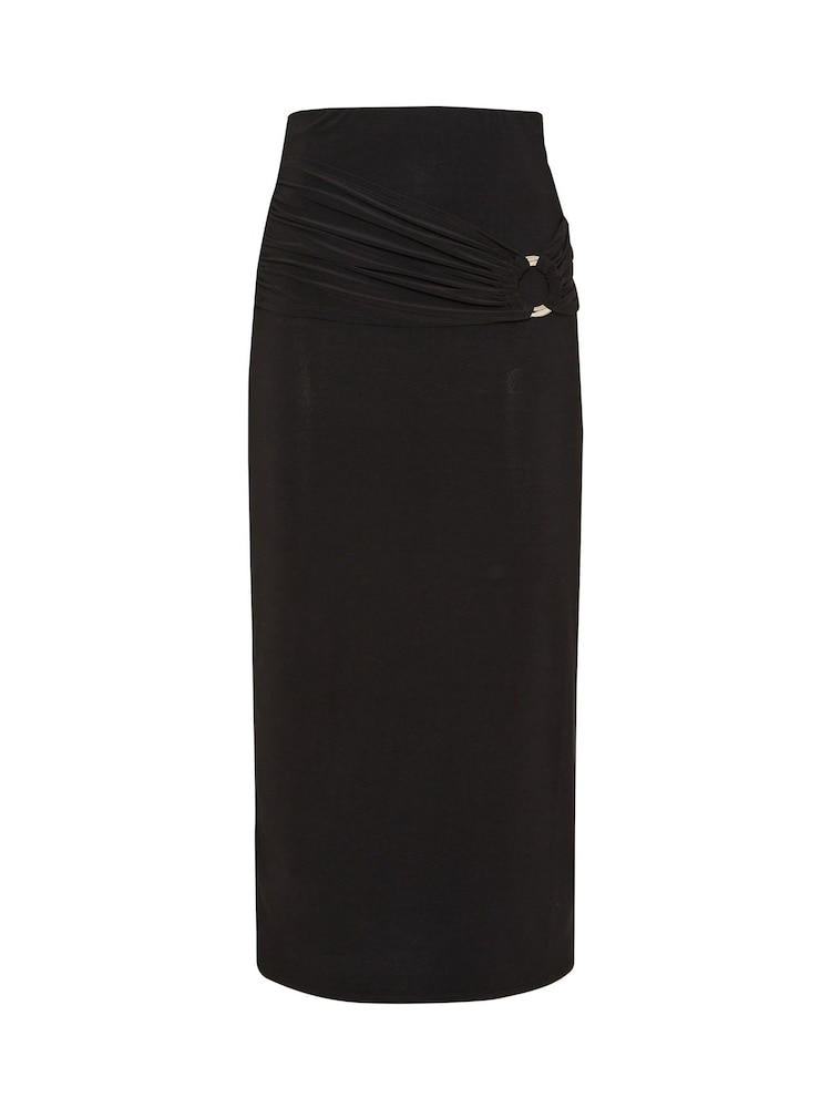 Long Tall Sally Black ITY Trim Midaxi Skirt - Image 5 of 5