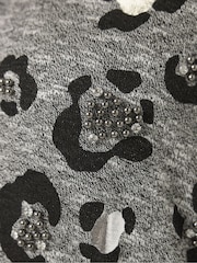Yours Curve Grey Animal Print Drop Shoulder Top - Image 5 of 5